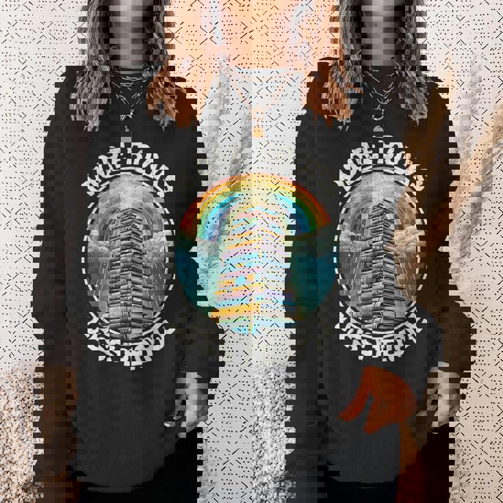 More Books Less People Book Lover Bookworm リーディングブック スウェットシャツ 彼女への贈り物