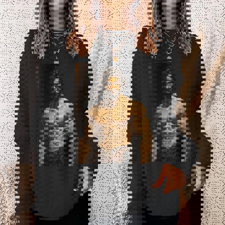 Muscle Man Bodybuilder Gay Daddy Classic Oil Paintingtyle スウェットシャツ 彼女への贈り物