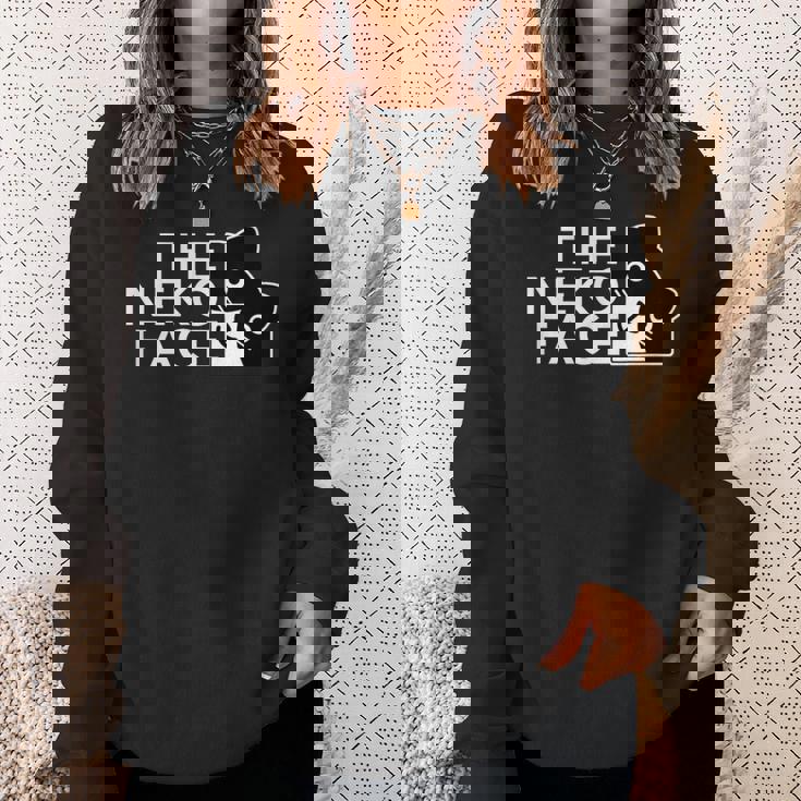 The Neko Face ザ・ネコ・フェイス《ホワイト文字》猫 ハチワレ パロディ ゆるくて かわいい 面白 イラスト スウェットシャツ 彼女への贈り物