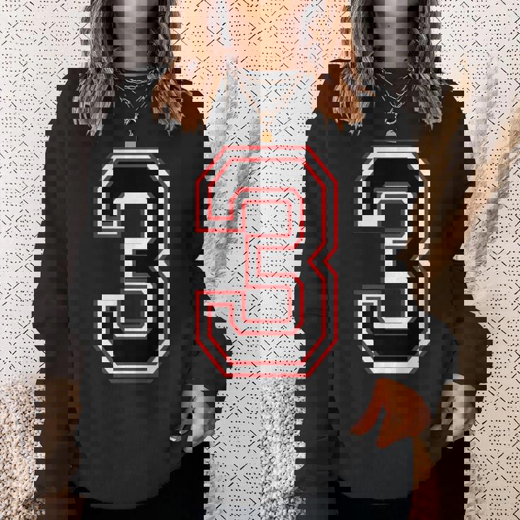 Number Numero Nummer 3 Three 3番 スウェットシャツ 彼女への贈り物
