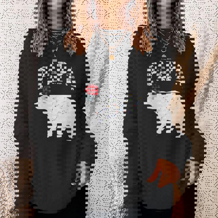 Papa Bear Xmas Buffalo Plaid Lights Matching Family Pajama スウェットシャツ 彼女への贈り物