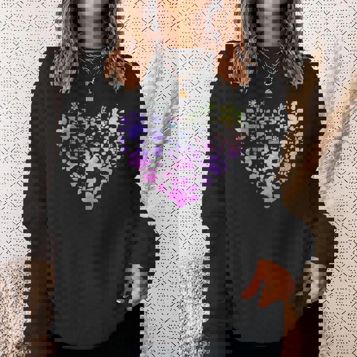 Paw Heart 足跡 犬のハート 犬のアクセサリー ギフト スウェットシャツ 彼女への贈り物