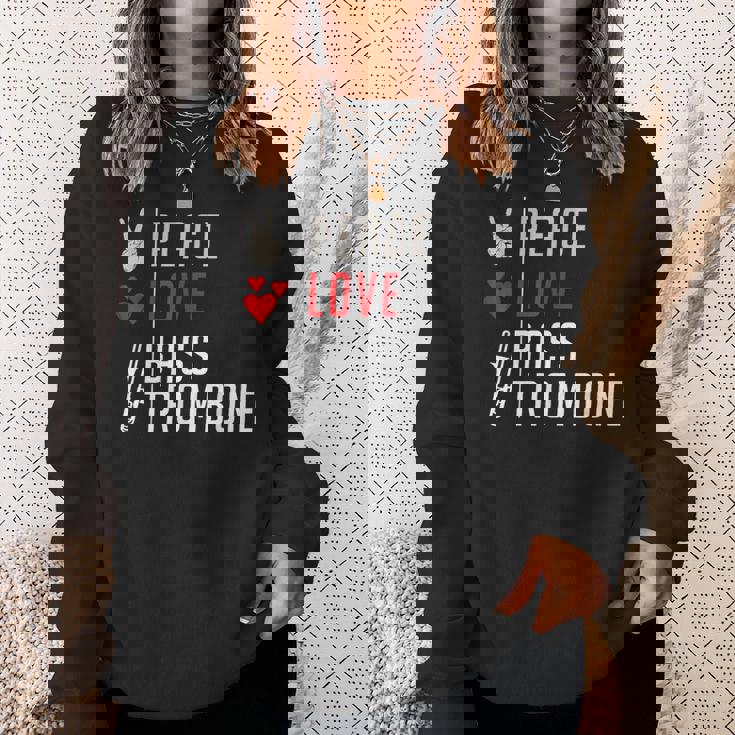 Peace Love Bass トロンボーン楽器 バス トロンボーン奏者 スウェットシャツ 彼女への贈り物