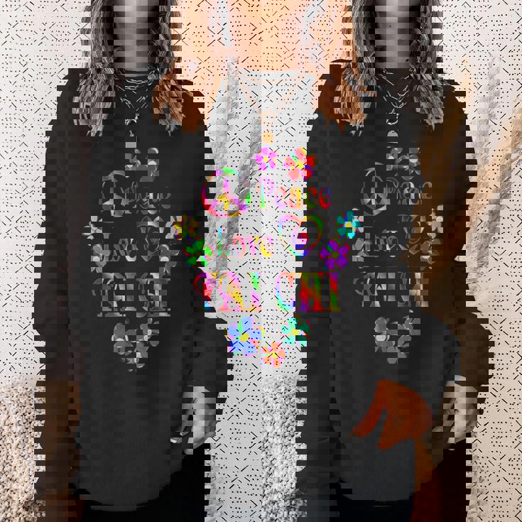 Peace Love 太極拳 ブライトカラー スウェットシャツ 彼女への贈り物