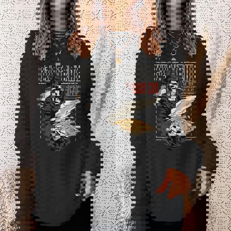 Pizza Of Death Pie Till I Die Grim Reaper Pizza Love スウェットシャツ 彼女への贈り物