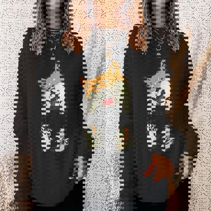 Pockethiba Inu Feet Cute Doge Akita Dog Lover Owner スウェットシャツ 彼女への贈り物