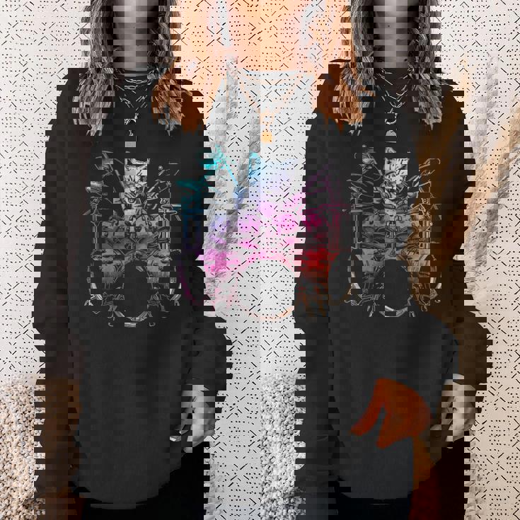 Rockstar ドラマー 猫 ドラム ミュージシャンバンド 音楽愛好家 スウェットシャツ 彼女への贈り物