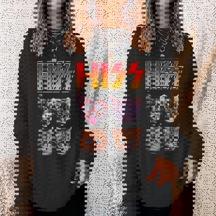 Hiss Cat Cat Lover Kittens Rock Music Cat Hiss スウェットシャツ 彼女への贈り物