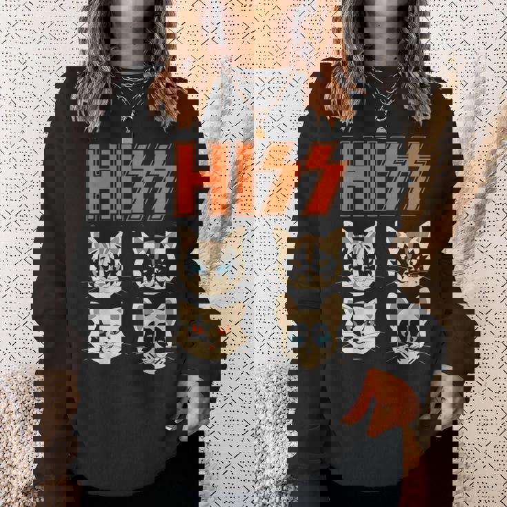 Hiss Cats ネコ Kittens ロックバンド Rock Rockin スウェットシャツ 彼女への贈り物