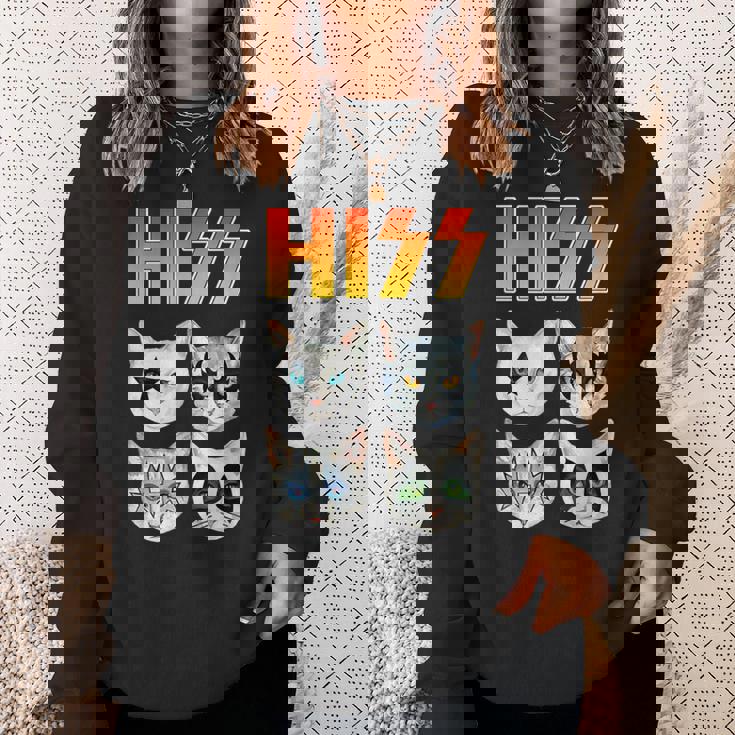 Hiss 猫 子猫 ニャー ロッカー パロディ バンド 面白い 猫好き スウェットシャツ 彼女への贈り物