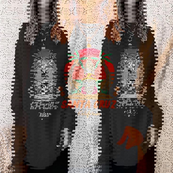 Santa Cruz カリフォルニア ヴィンテージ スケルトン サーファー サンタクルーズ スウェットシャツ 彼女への贈り物