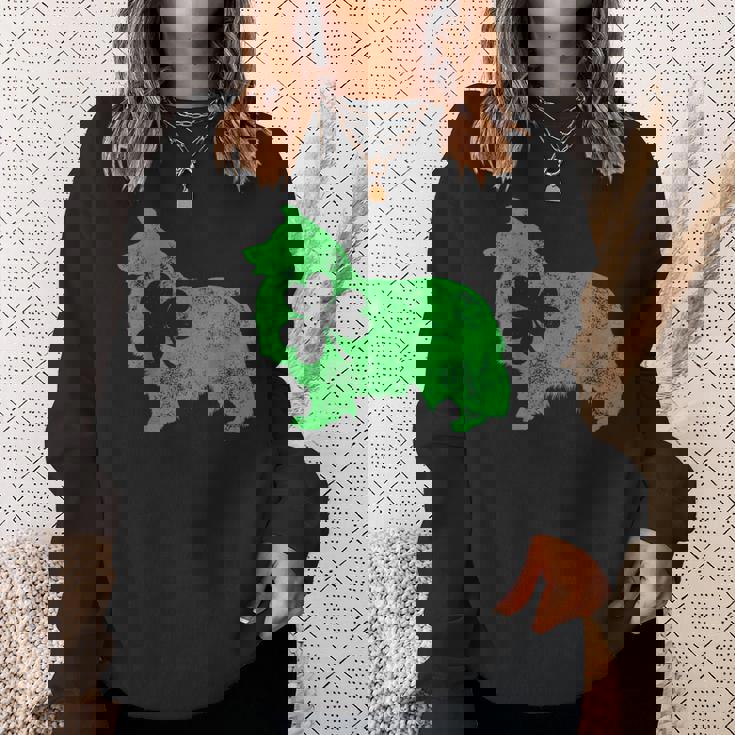 Shetlandheepdog シェルティ セントパトリックデー メンズ シャムロックドッグ スウェットシャツ 彼女への贈り物