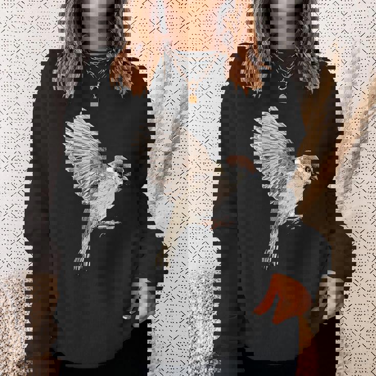 Sparrow-Spring-スズメ-春-自由-鳥-動物 スウェットシャツ 彼女への贈り物