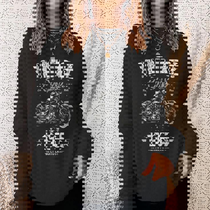 Vintage Born 1965 60Th Birthday クラシック レトロ バイク スウェットシャツ 彼女への贈り物