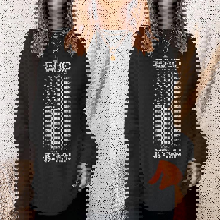 Vintage Usa Flag Fear God Not Man スウェットシャツ 彼女への贈り物