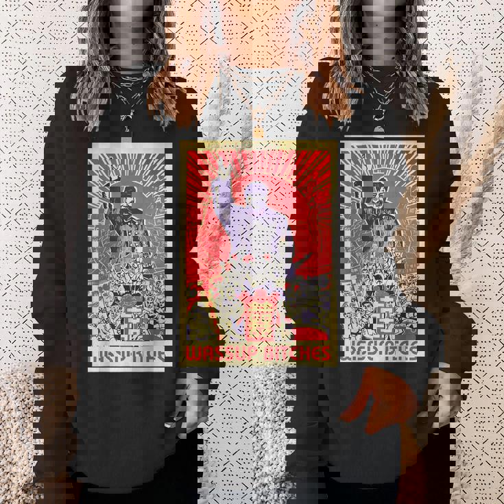 Wassup Bitches 毛沢東 中国共産主義宣伝ポスター スウェットシャツ 彼女への贈り物