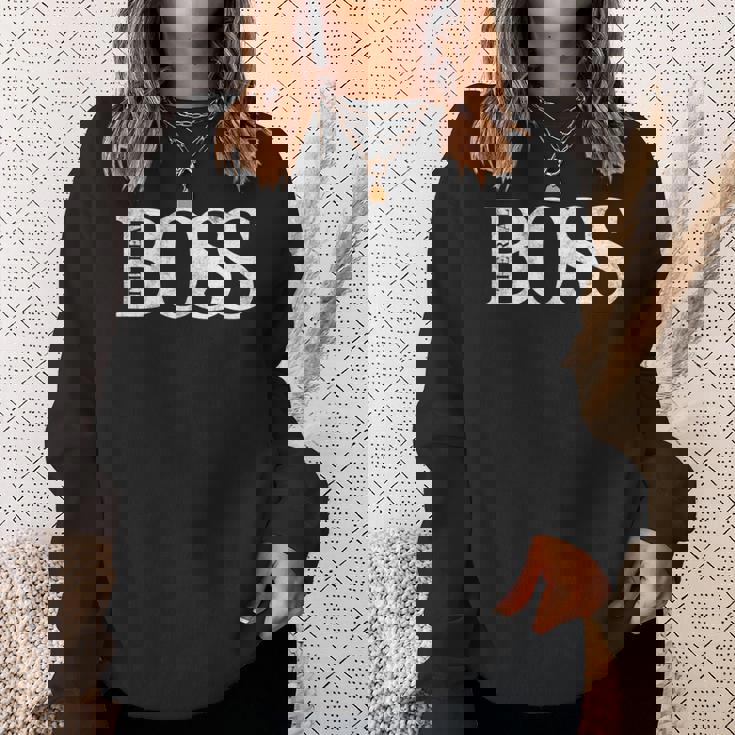 「The Real Boss」メンズ&レディース アンティーク調グラフィックtシャツ スウェットシャツ 彼女への贈り物