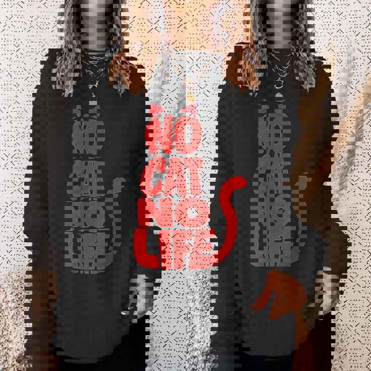 「No Cat No Life」シルエットキャット スウェットシャツ 彼女への贈り物