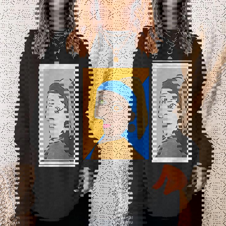 【ピカソ風】真珠の耳飾りの少女／フェルメール（パロディ）【世界の名画】面白い 美術館アート スウェットシャツ 彼女への贈り物