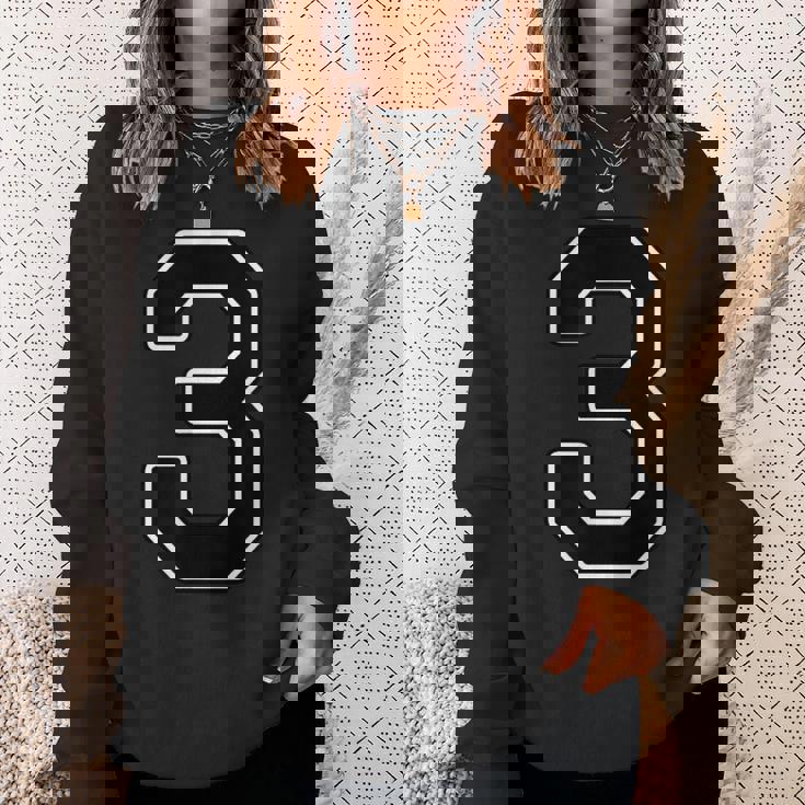 【両面プリント・表裏】3 数字 背番号・胸 ユニフォーム ナンバー【ブラック／黒の文字】スポーツ 部活 チーム 野球 スウェットシャツ 彼女への贈り物