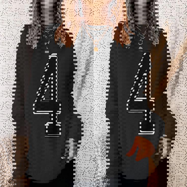 【両面プリント・表裏】4 数字 背番号・胸 ユニフォーム ナンバー【ブラック／黒の文字】スポーツ 部活 チーム 野球 スウェットシャツ 彼女への贈り物