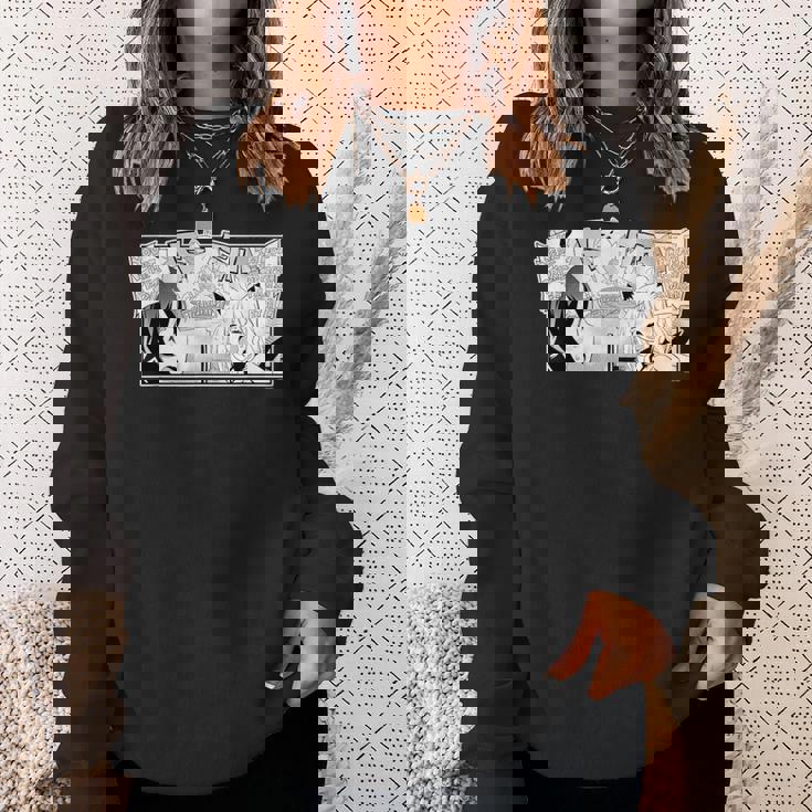 【白上フブキ】『ヤマト神想怪異譚』漫画コマtシャツ（本人セレクト 英語）黒 スウェットシャツ 彼女への贈り物