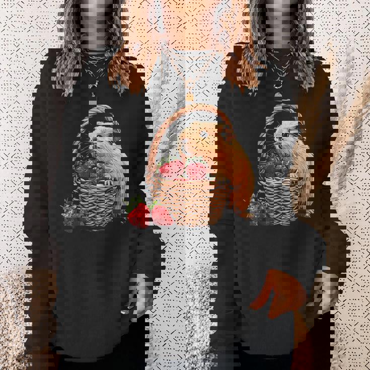 いちご モルモット いちご 野生動物 かわいい モルモット スウェットシャツ 彼女への贈り物