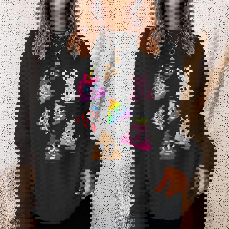 うんこマーク愚かな楽しいワッキーユニコーンバニープリンセスレインボー スウェットシャツ 彼女への贈り物