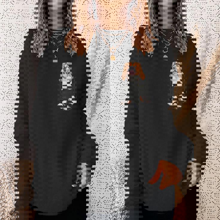 おかしなキャバリア王チャールズ・スパニエルがあなたのポケットに。 スウェットシャツ 彼女への贈り物