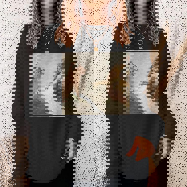 おかしな猫 神 創造 アダム ミーム イエス スウェットシャツ 彼女への贈り物