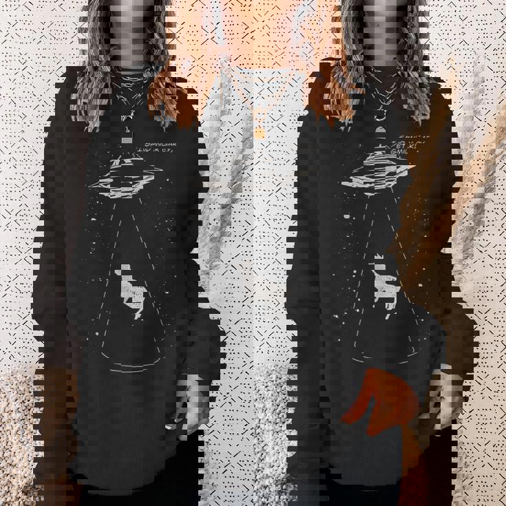 おもしろい エイリアン 牛 誘拐 ゲットミルク Ufo フライングソーサー スウェットシャツ 彼女への贈り物