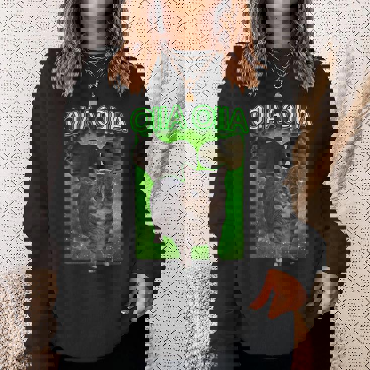 おもしろいいいあ オイア スピニングキャット ミーム おおいいあい 猫 スウェットシャツ 彼女への贈り物