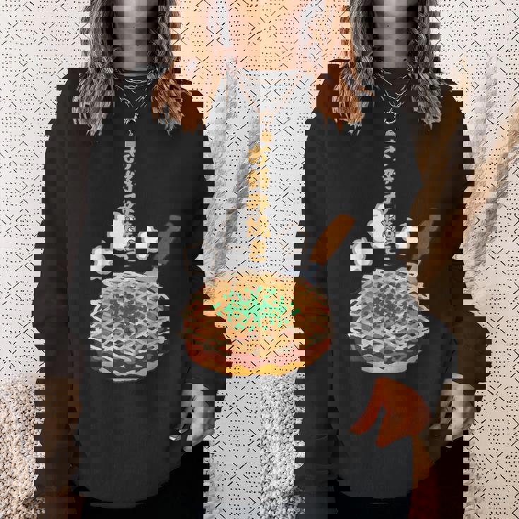 お好み焼き 日本食、料理 ユーモア 旅行 面白い、 ジョークウケ狙い、普段着、大阪、おいしい、飲食店、食べ物 スウェットシャツ 彼女への贈り物