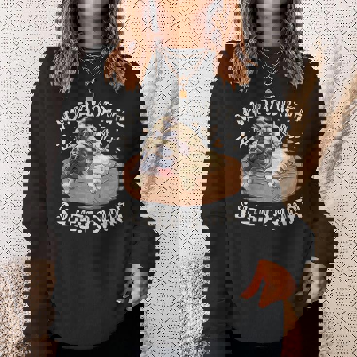 お気に入りのスリープ シャツ、パグ犬と子犬 スウェットシャツ 彼女への贈り物