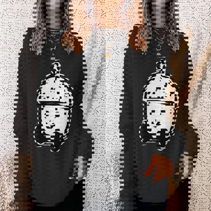 かわいい どんぐり 笑顔 ハッピー どんぐり ブラックワーク ミニマリスト スウェットシャツ 彼女への贈り物