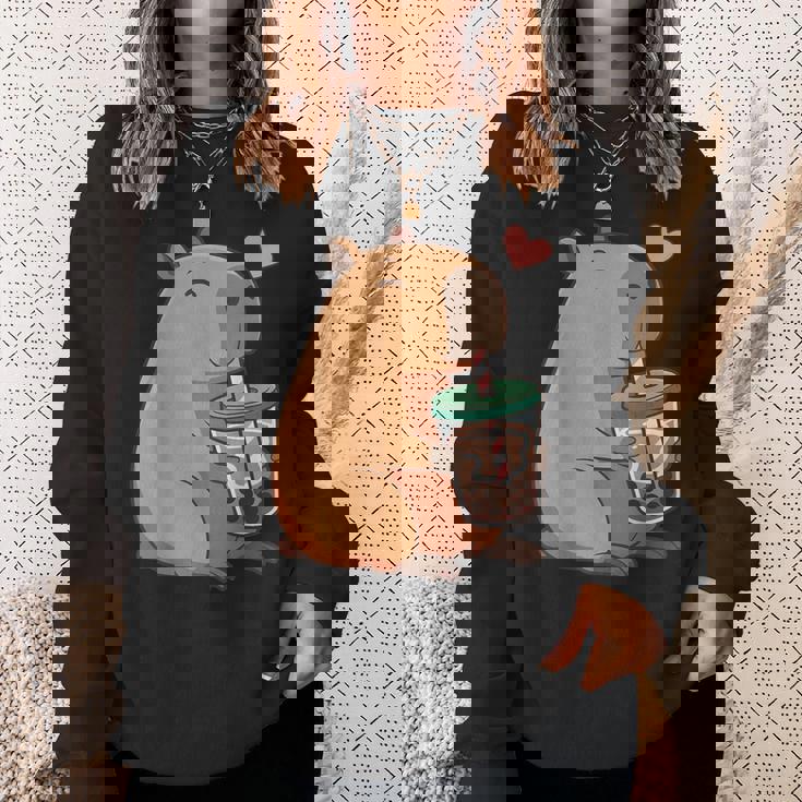 かわいい カピバラ ドリンク バブルティー カワイイ Capy Lover キッズ ガールズ スウェットシャツ 彼女への贈り物