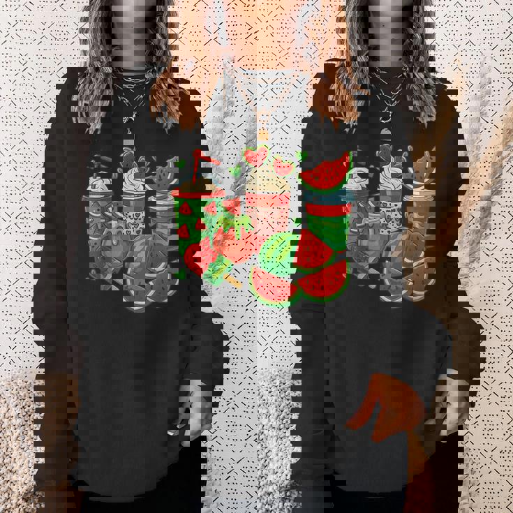 かわいい スイカ好き 夏 フルーツ スイカ アイスコーヒー スウェットシャツ 彼女への贈り物