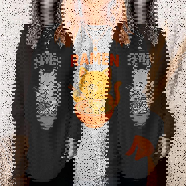 かわいい ラーメン 猫 和麺 スウェットシャツ 彼女への贈り物