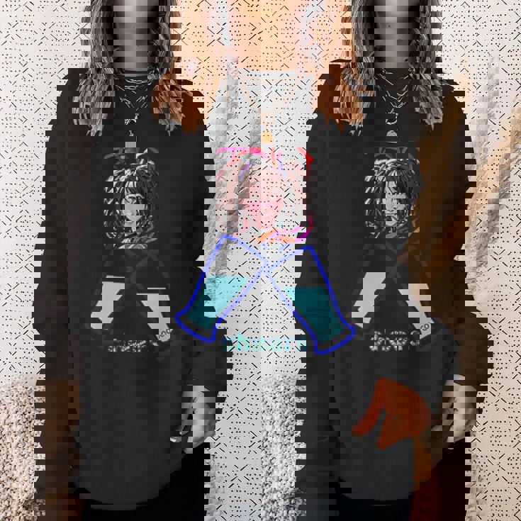 かわいい 可愛い 女の人 若い 美人 イラスト 日本 きれい スウェットシャツ 彼女への贈り物