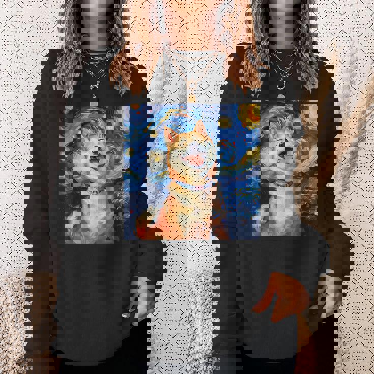 かわいい 柴犬 犬 星月夜 ヴィンセント・ヴァン・ゴッホ 絵画 スウェットシャツ 彼女への贈り物