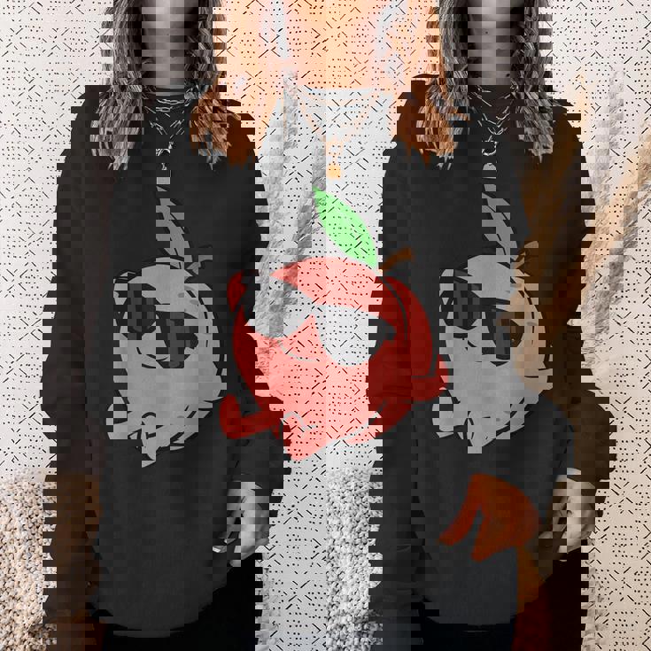 かわいい 桃 フルーツ リラックス のんびりピーチ スウェットシャツ 彼女への贈り物