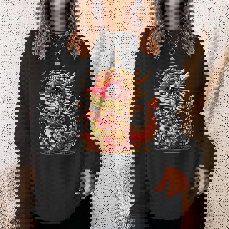 かわいい かわいい 赤 金 龍 中国 旧正月 縁起物 スウェットシャツ 彼女への贈り物