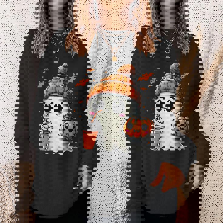 かわいいおばけを飲むかぼちゃスパイス ゴーストハロウィンコスチューム スウェットシャツ 彼女への贈り物