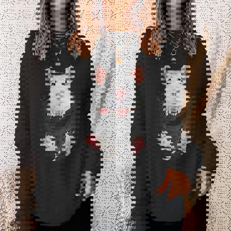 かわいいねずみポケットネズミ好き スウェットシャツ 彼女への贈り物