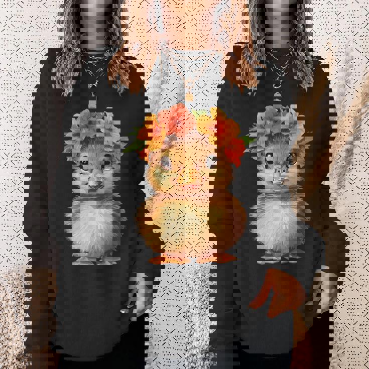 かわいいアヒルの子と花冠 スウェットシャツ 彼女への贈り物