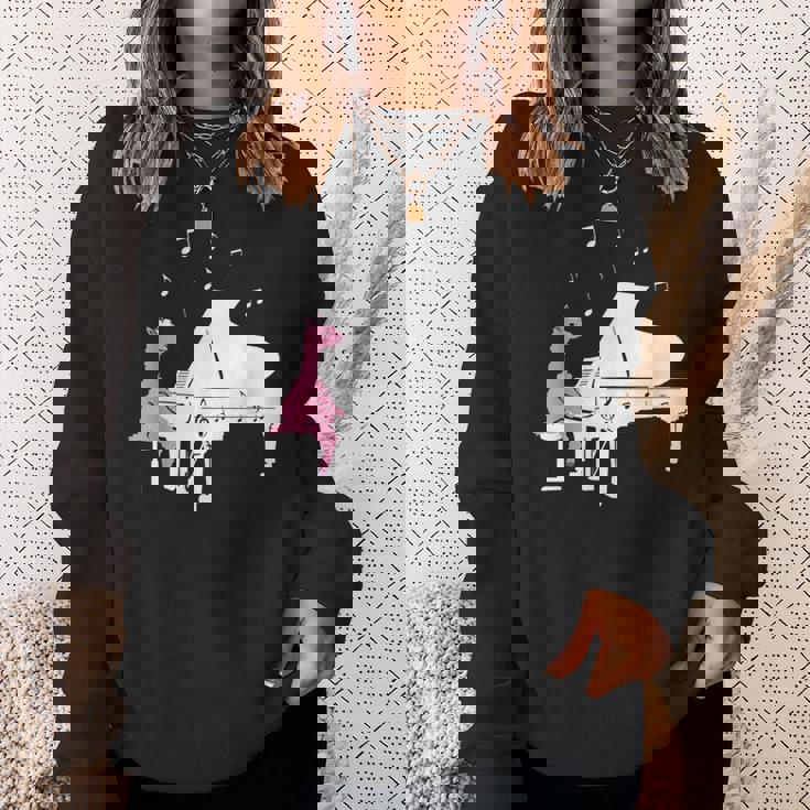 かわいいアルパカ弾き ピアノ音符記号 ミュージシャンアート スウェットシャツ 彼女への贈り物