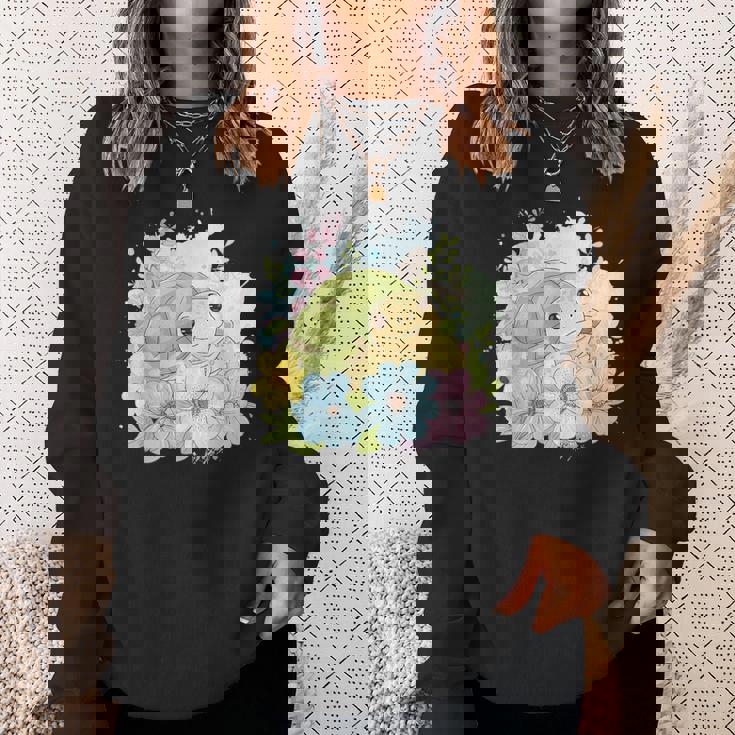 かわいいカメの花 I キッズ 亀 スウェットシャツ 彼女への贈り物