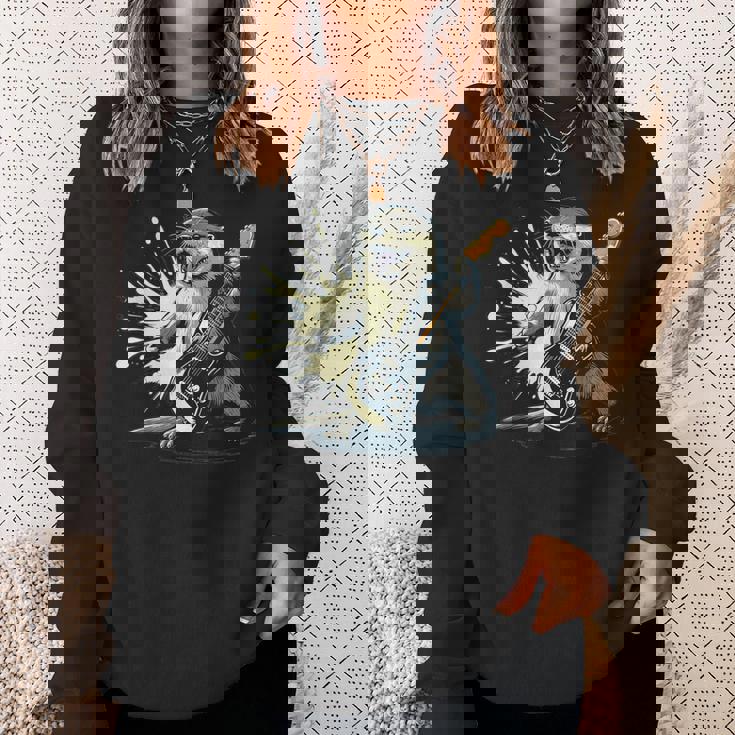 かわいいカワウソの顔のコスチューム エレキギター付き 音楽ファン向け スウェットシャツ 彼女への贈り物