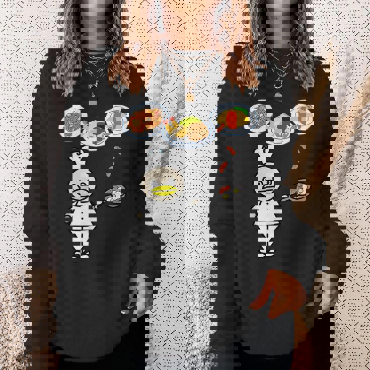 かわいいコックさん 洋食屋さん オムライス ナポリタン ハンバーグ エビフライ ウィンナー フライパン おもしろ スウェットシャツ 彼女への贈り物