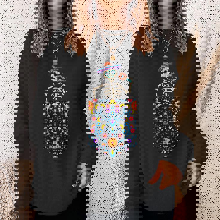 かわいいシュガースカル スケルトン ポケット入り メキシカン シンコ・デ・マヨ スウェットシャツ 彼女への贈り物